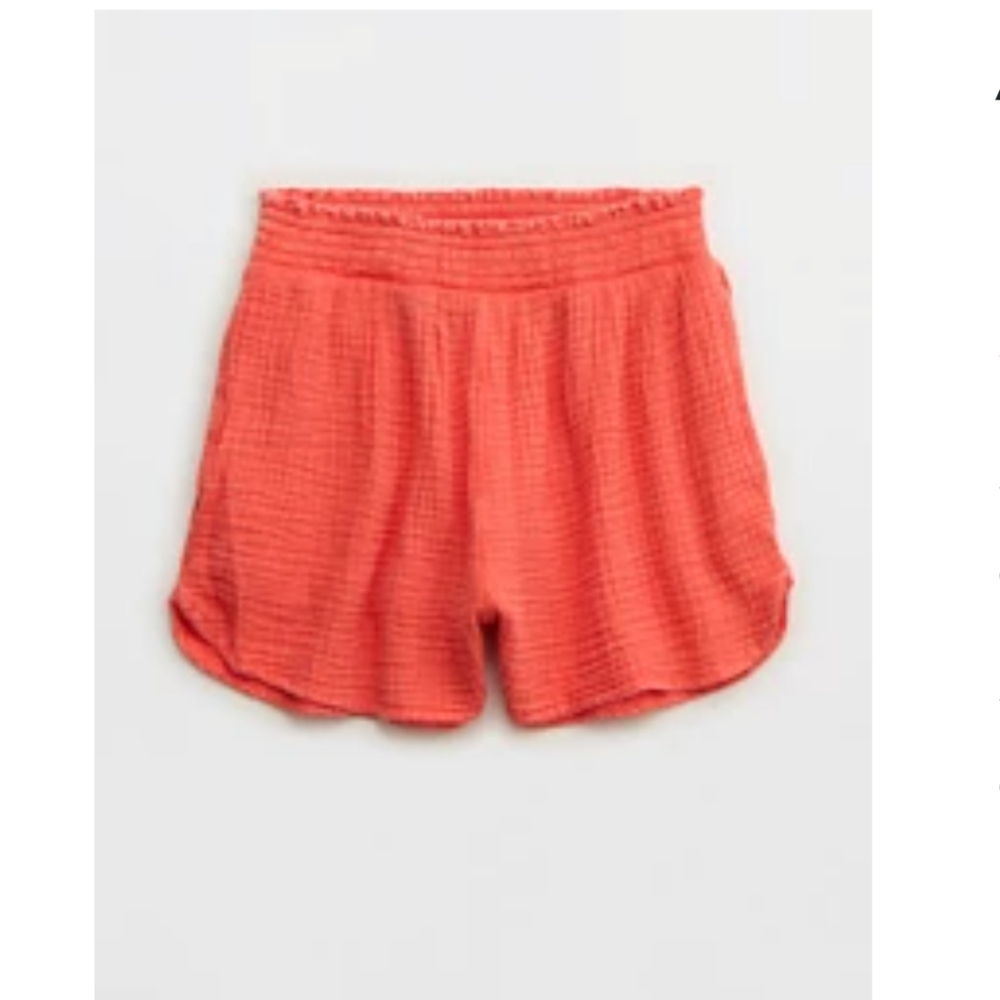 Aerie Coral Pool to Party Textured Shorts, Sz L